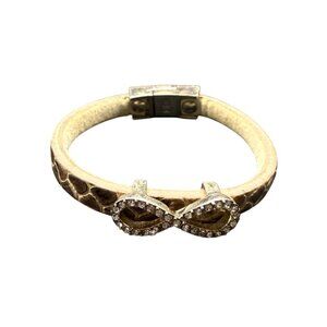 Banana Republic Bracelet Infinity Snakeskin Leather Rhinestone Signed